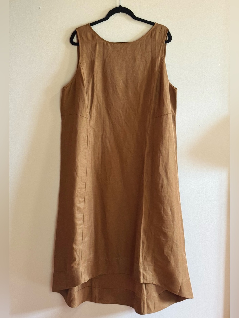 J. Jill NWT Linen Blend Sleeveless Midi Dress Camel Brown 2X